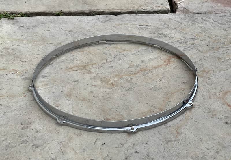 1950's Gretsch 16" Chrome Over Brass 8 Hole Stick Chopper Floor Tom Rim Broadkaster Hoop COB image 1