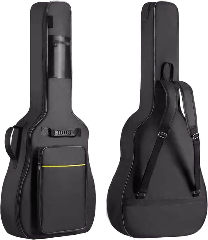 41 In Acoustic Guitar Bag 0.35 In Thick Padding Water Resistent Dual Adjustable Shoulder Strap Guitar Case Gig Bag with Back Hanger Loop, Black image 1