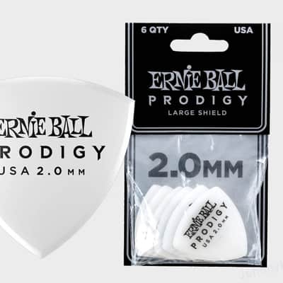 2.0mm White Large Shield Prodigy Picks 6-Pack - Precision Machined High-Density Non-Slip-Textured Delrin Sharp-Attack Design image 1