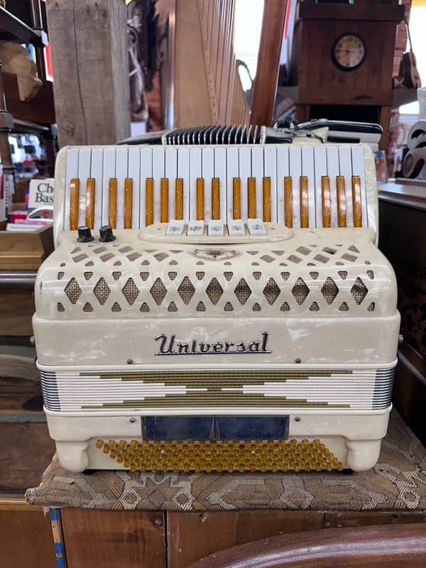 Vintage Universal 120-Bass Piano Accordion - Amber Glitter Keys - Made in Italy image 1