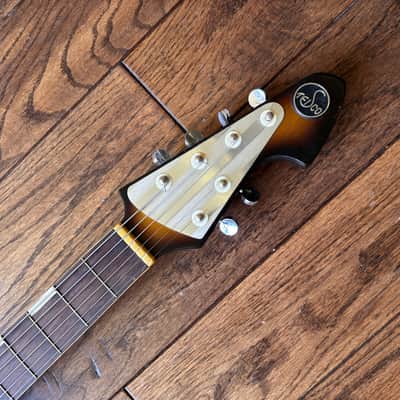 Vintage 1960s Teisco TG-64 Electric Guitar Monkey Grip Tobacco Burst Offset Tremolo MIJ Japan w/ OHSC image 9