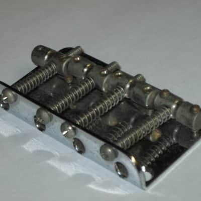 used lightly relic'd Fender Mexican P Bass Vintage Style BRIDGE full assembly Chrome (from 1994) also included is a used set of D'Addario bass strings image 6