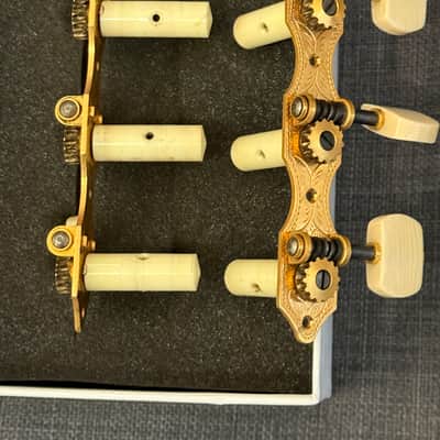 Ullsperger/Hopf Landstorfer Hauser Style Classical Guitar Tuning Machines, Vintage Tuners - Gold, Ivory image 3