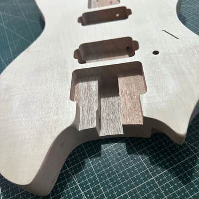 HH Headless Mahogany Guitar Body, Flame Maple Veneer image 3