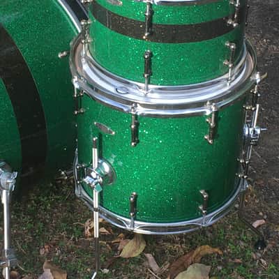 C&C Custom Drums Green Glass Glitter USA Order Made Drum Set Rock Kit CC Cardwell & Cardwell CC Maple Shells 12/14/22 image 11