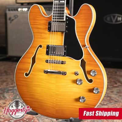 Eastman T486-GB Thinline Semi-hollowbody Electric Guitar - Goldburst with Hardshell Case image 1