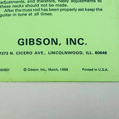 Gibson Truss Rod Information & Instructions Guide 1968 - Green image 4
