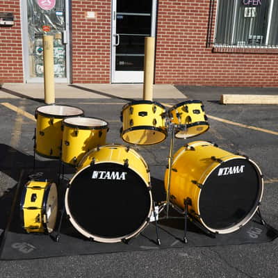 Tama Imperialstar 7-piece Shell Pack w/ Snare Drum & Tom Stand - Electric Yellow with Black Nickel Hardware image 6