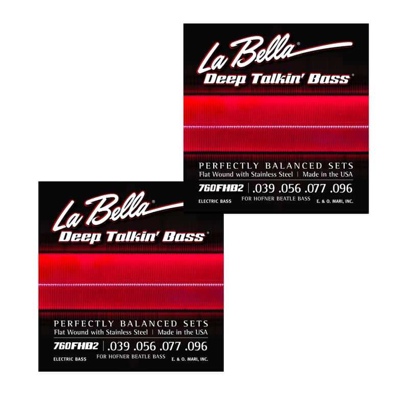 La Bella 760FHB2 Deep Talkin Bass Stainless Steel Flat Wound Beatle Bass Strings 39-96 2 Pack Bundle image 1
