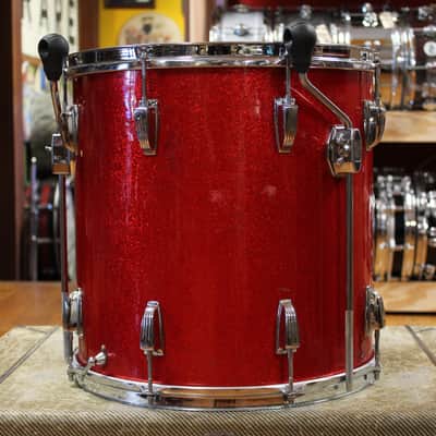 1960s Ludwig Super Classic Outfit in Red Sparkling Pearl 14x22 9x13 16x16 image 11