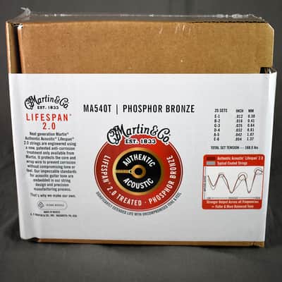 Martin MA540T Lifespan 2.0 Treated Phosphor Bronze Strings Bulk Box - Light (.12 - .54) 25-Pack image 3