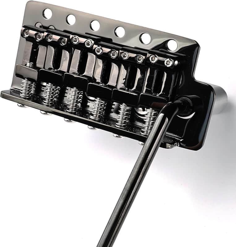 10.5mm Electric Guitar Bridge Black 6 Point tremolo bridge Stainless Steel Vintage Saddles Plate Zinc Alloy Block Compatible with 6 String Start St Electric Guitar Replacement Parts image 1