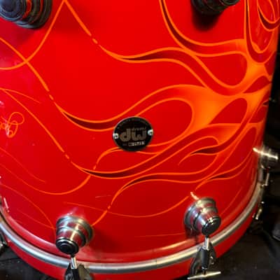 Rikki Rockett's Poison, 1990-1992 Flesh and Blood Tour DW 7-Piece Drum Set Early 1990s - Custom Red Flame Graphic by Cycle Fab image 17