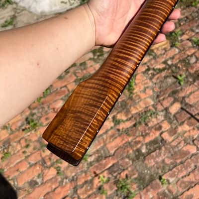 1 Round end stainless steel 22 frets AAAAA 22frets Roasted flame Maple guitar neck 25.5 inch white dot satin Rosewood image 8