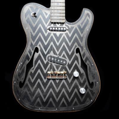 Dax&Co. Ironhorse 2022 Black/Steel Etched Zig-Zag Guitar W/ Hardshell Case & COA! image 1