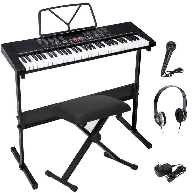 Keyboard Piano 61 Key Electronic W/Adjustable Stand Stool Headphones Microphone image 1