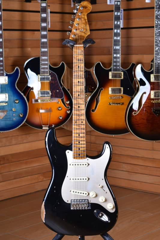 Fender Custom Shop Stratocaster 1956 Closet Classic Fat Roasted Neck Limited Edition Aged Black - Mint