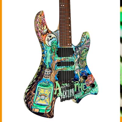 One Off BootLegger Guitar Absinthe Green Fairy 2025 - Custom Art California Build image 24
