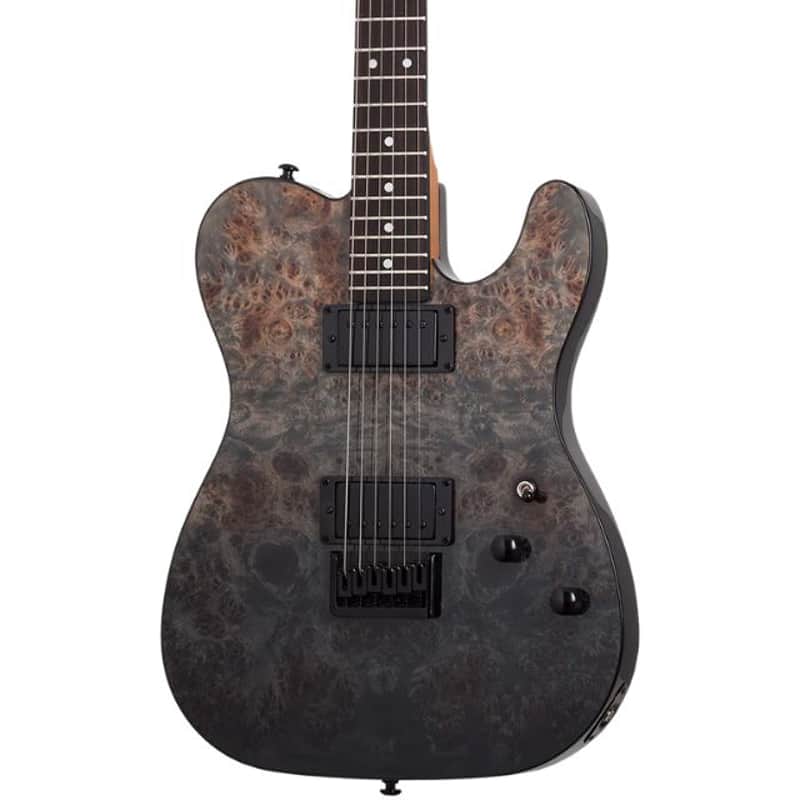 Schecter 3955-SHC PT Standard 6 String RH Electric Guitar - Black Fade Burst Burl image 1