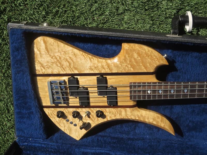 Circa 1980 BC Rich Mockingbird Longhorn Bass USA Natural Birdseye Maple image 1