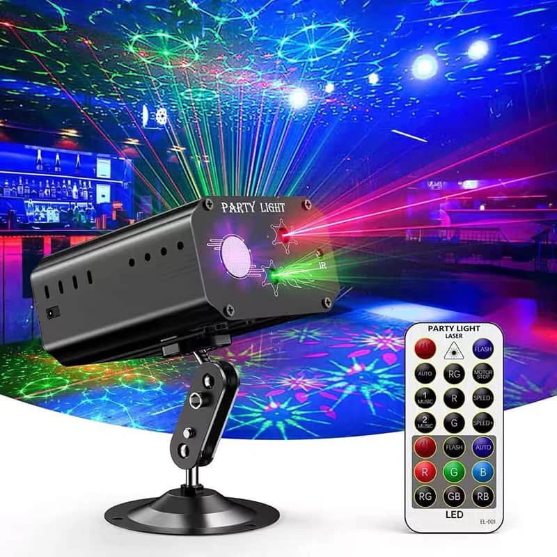 Party Lights Dj Disco Lights, Strobe Stage Light Sound Activated Laser Llights Projector with Remote Control for Parties Bar Birthday Wedding Holiday Event Live Show Xmas Decorations Lights image 1