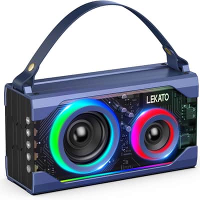 LEKATO Bluetooth Speaker, Portable Transparent Wireless Speakers with Bass, Shower Speaker Mixed RGB Light, 25W HD Stereo Sound, 12H+ Playtime, Waterproof Party Speaker Gifts for Travel Outdoor Beach image 1