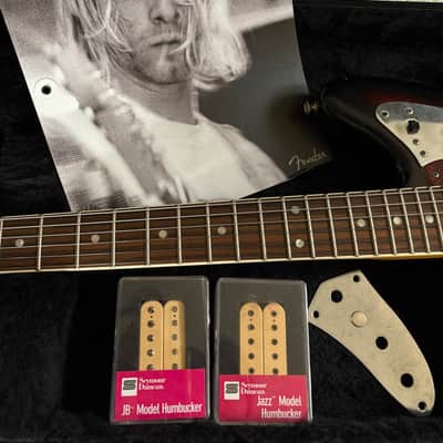 2012 Fender Kurt Cobain Road Worn Jaguar Left Hand Lefty + Case + Book + Extra Pickups Classic Player Jaguar Special HH Wiring image 3