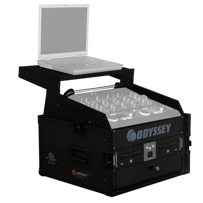 Odyssey FZGS1004BL Black 10U Top 4U Bottom Combo Rack with Platform image 1