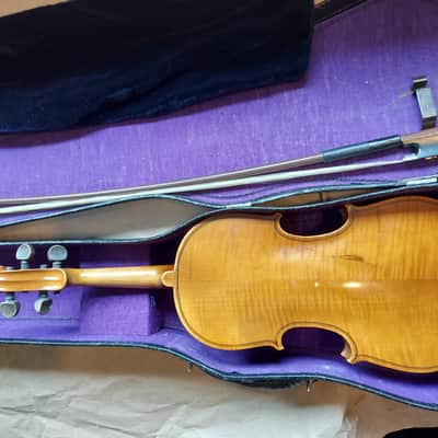 Antonius Stradivarius Cremonensis Faciebat Copy Anno 17 Violin Natural Wood image 6