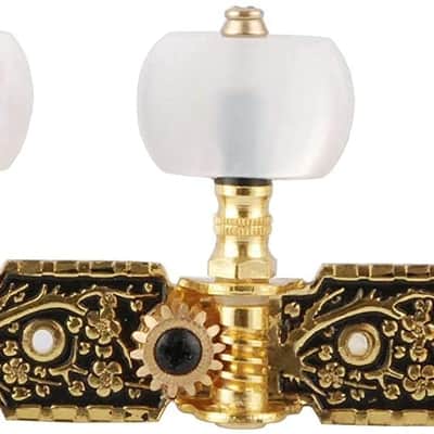 Guitar Tuners Machine Heads 3+3 Set Tuning Keys String Pegs For Classical Guitar (Short Black, White Button) image 4