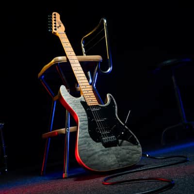 Michael Kelly Mod Shop 67 Duncan, Black Wash Quilt Maple Top, Swamp Ash Body, Roasted Maple Neck image 7