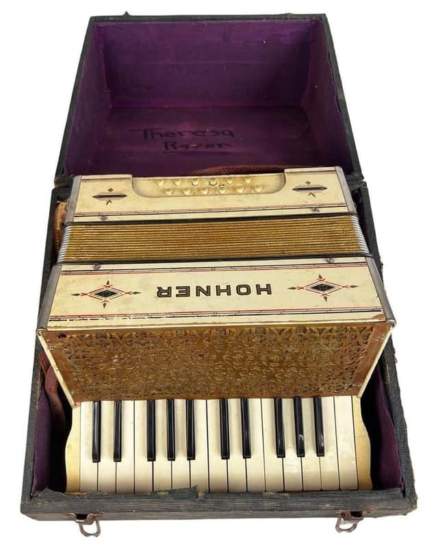 Early 20th Century M. Hohner German Accordion w/ Leather Harness and Case image 1