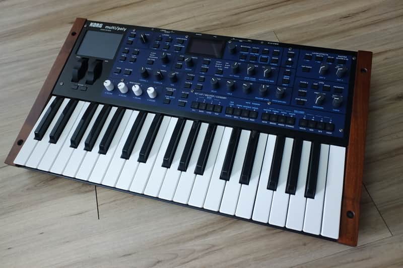 Korg Multi/Poly 37-Key Analog Modeling Synthesizer 2024 - Present - Black & Blue with Wood Sides image 1