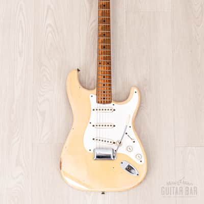 1956 Fender Stratocaster Vintage Guitar One-Piece Ash, Blonde w/ V Neck & Tweed Case image 2