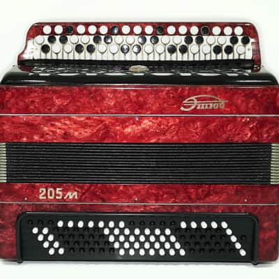Tulskiy Russian Bayan Etude 205M Button Accordion 100 bass Acordeone de Botones, with Straps and Hard Case, 2437, Vintage Tula Factory Musical Instrument image 3