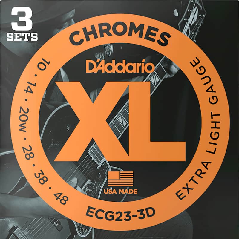 D'Addario ECG23 Chromes Flat Wound Extra Light Electric Guitar Strings, 10-48 (3) 2020 image 1