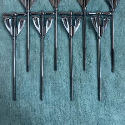 Ludwig Lot of 8 Bowtie Clubdate Pre Serial Bass Drum Tension Rods + Claws 7” 60s - Chrome image 6