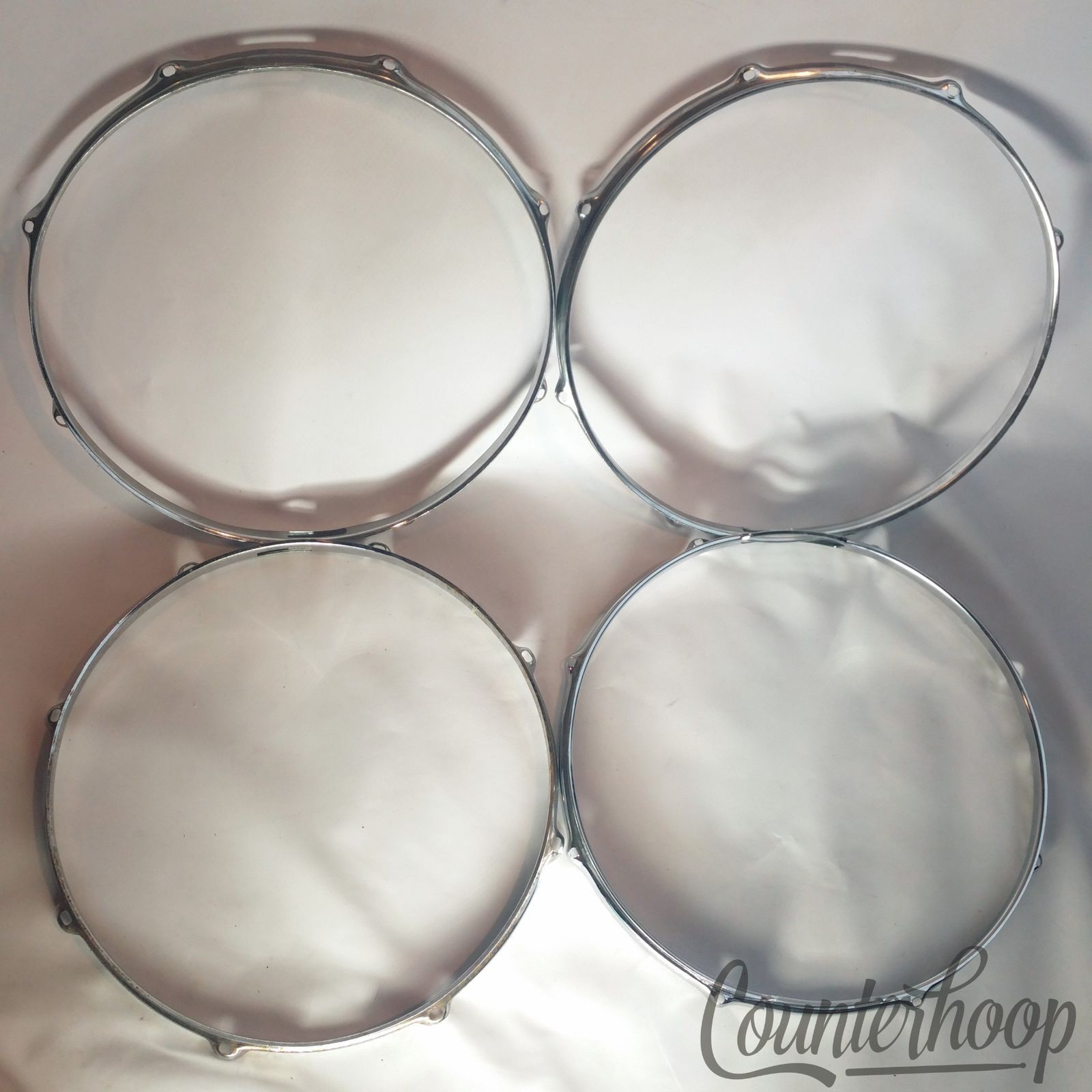 Pearl 4x 14" Snare Drum Resonant Rims/Hoops Triple Flange 8Lug-Hole Vintage Lot — main photograph