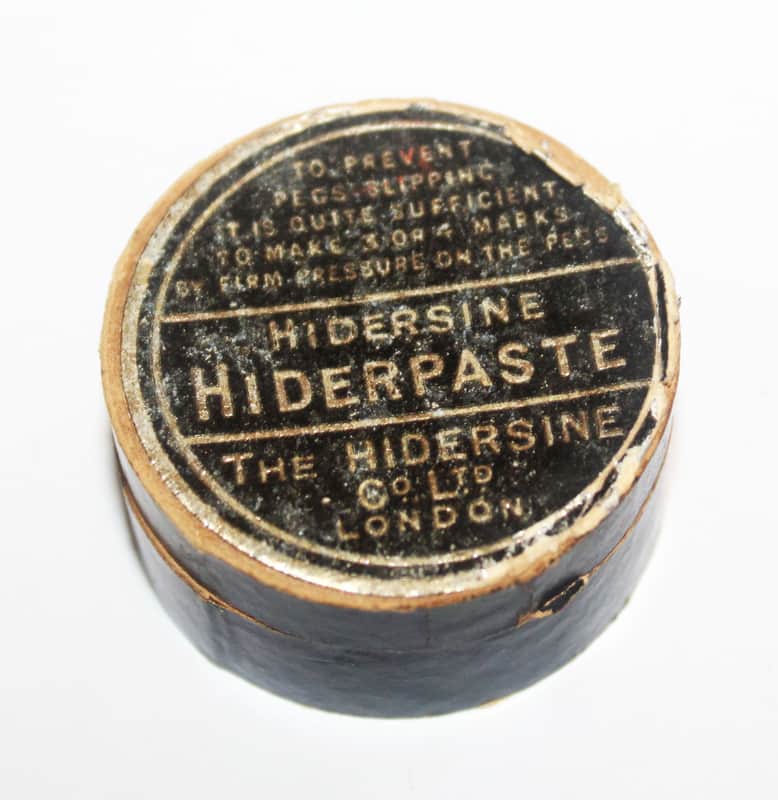 Vintage 1960's Cardboard Box Container Hidersine Hiderpaste Peg Paste To Prevent Pegs Slipping The Hidersine Co Ltd London Case Candy image 1