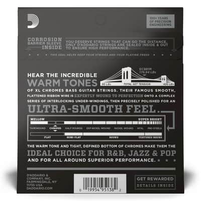 D'Addario ECB81M Flatwound Chromes Electric Bass Strings Light Medium Scale image 4