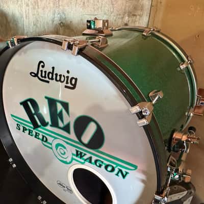 Bryan Hitt's REO Speedwagon 2000s Ludwig Classic Maple With Complete Hardware - Green Sparkle image 13