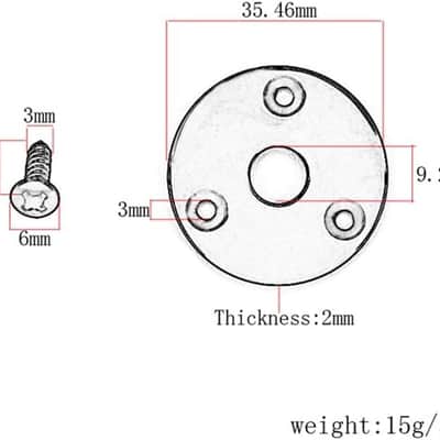Round Guitar Jack Plate Indented 1/4 Inch Guitar Pickup Output Input Jack Socket Plate Metal Jack Plate with Screws for Electric Guitar Bass (Black) image 2