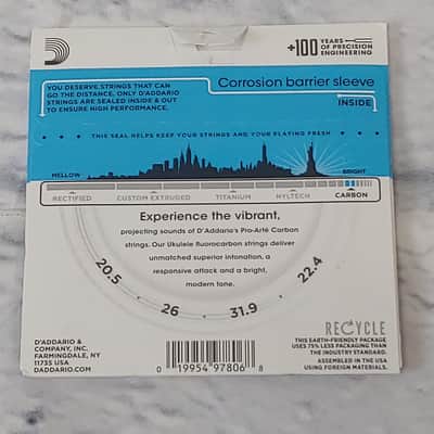 D'Addario Pro-Arte Carbon Fluorocarbon 20.5-22.4 Tenor Ukulele Strings image 4