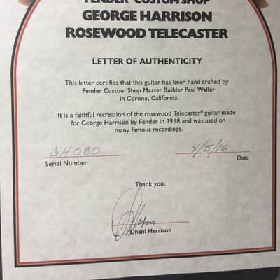 George Harrison Fender Rosewood Telecaster Master Built by Paul Waller 2016 Natural image 7