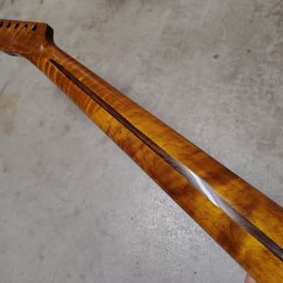 Flame Roasted Maple Tele Neck fits fender Telecaster body 21 frets 50s Gloss image 10