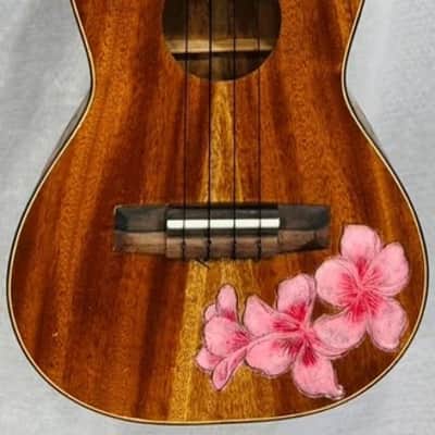 Baritone Ukulele Handmade by Blueberry,4 String Wood Floral Motif Ukulele ,Custom Handcrafted Wooden Ukulele,Nylon String image 9