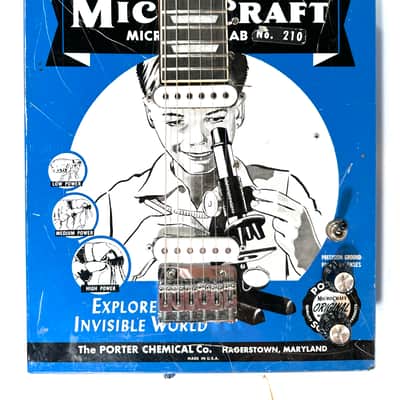 Awesomesauceguitars electric guitar made from a vintage microscope box Diddley Bo cigarbox guitar The Boxcaster 2026 - Blue box image 1