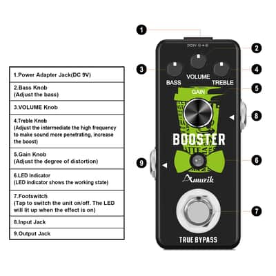 Amuzik Guitar Booster Pedal Analog Micro Boost Pedals For Guitar or Bass Pure Signal Amplification image 4