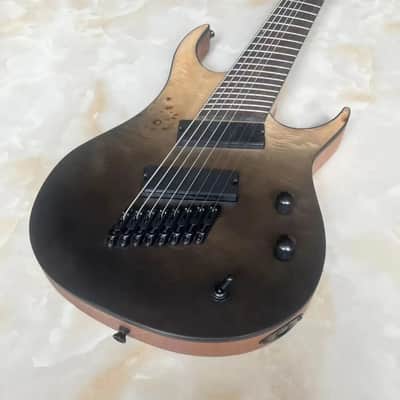 8 String Fanned Fret MultiScale Electric Guitar, Quilted Maple Top Mahogany Body,  Maple Neck image 3
