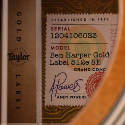Taylor Signed Ben Harper Gold Label 512e Special Edition Shaded Edgeburst 023 image 8